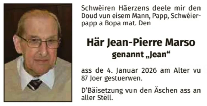 Traueranzeige für Jean-Pierre Marso