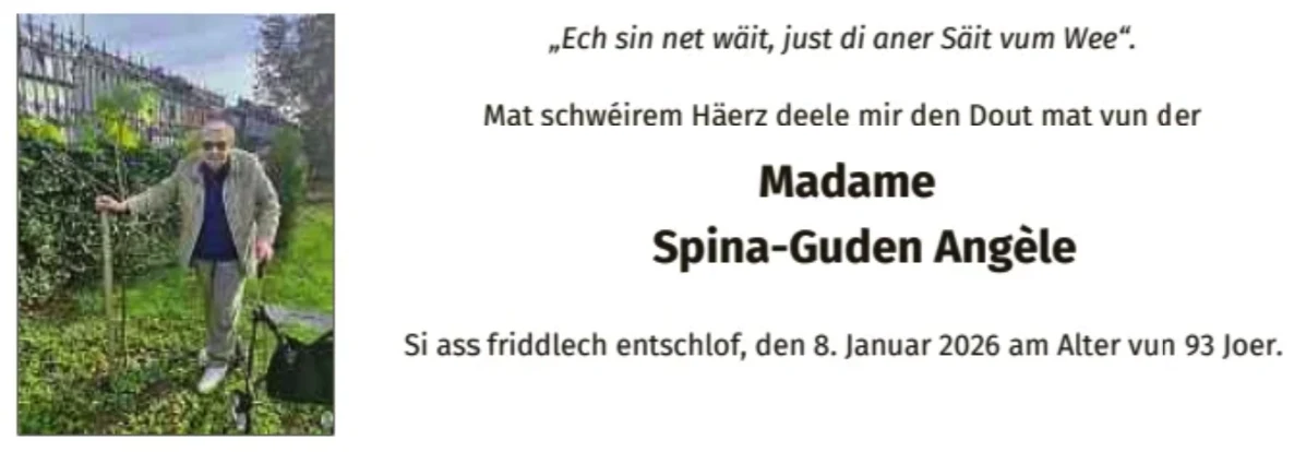 Traueranzeige für Angèle Spina-Guden