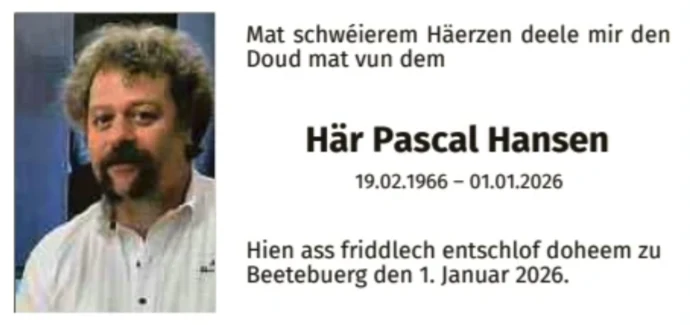 Traueranzeige für Pascal Hansen