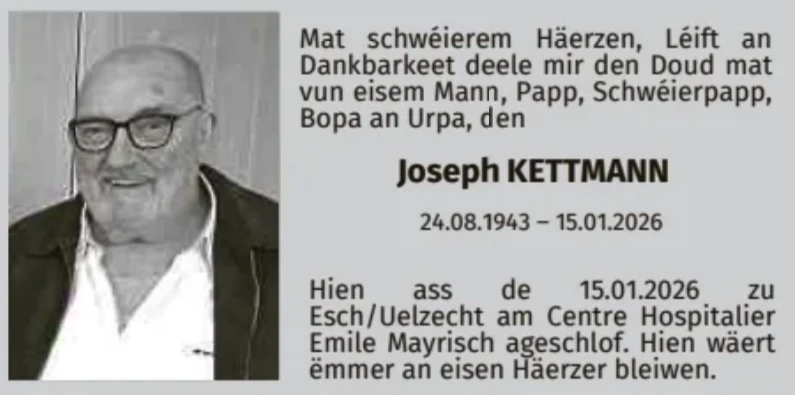 Traueranzeige für Joseph Kettmann