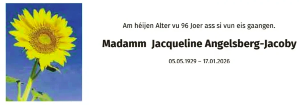 Traueranzeige für Jacqueline Angelsberg-Jacoby