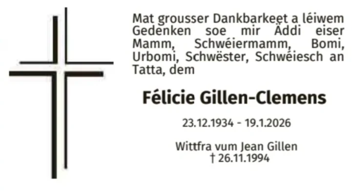 Traueranzeige für Félicie Gillen-Clemens