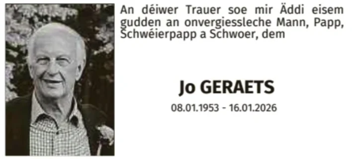 Traueranzeige für Jo Geraets
