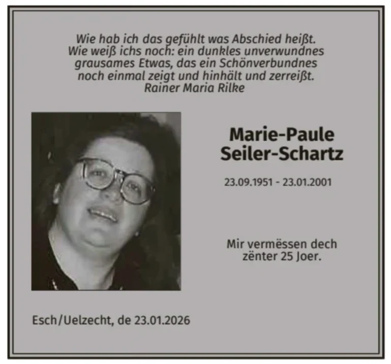 Traueranzeige für Marie-Paule Seiler-Schartz