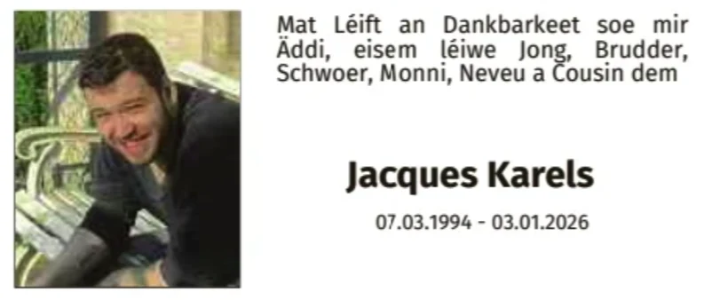 Traueranzeige für Jacques Karels