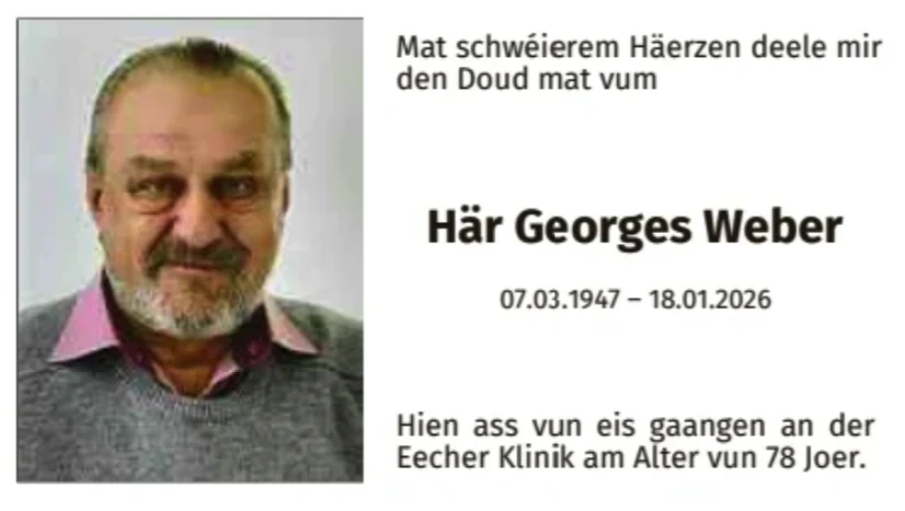 Traueranzeige für Georges Weber