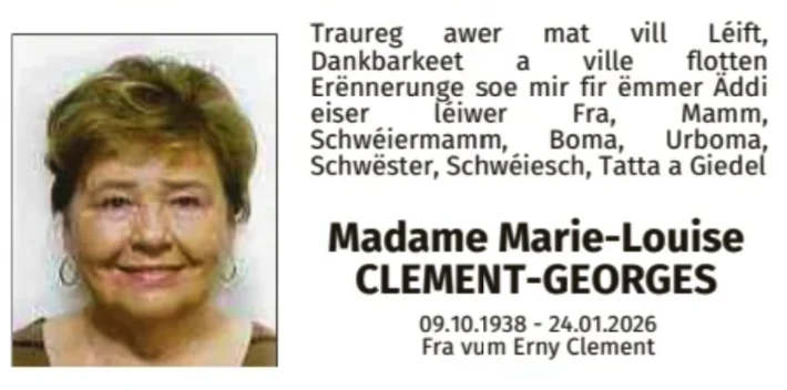 Traueranzeige für Marie-Louise Clement-Georges