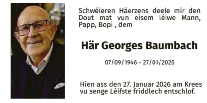 Traueranzeige für Georges Baumbach