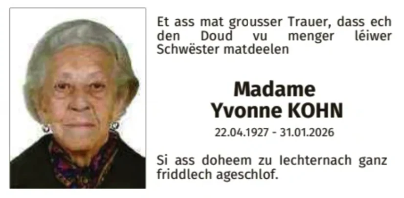 Traueranzeige für Yvonne Kohn